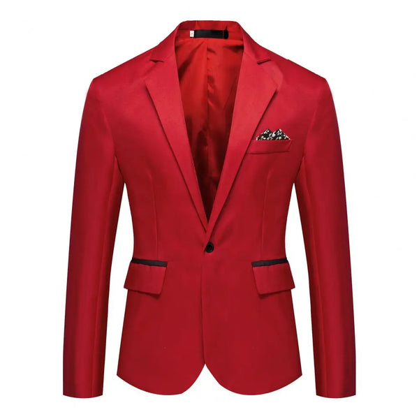 Slim Fit Business Blazer with Two Side Pockets - Formal Wedding Suit Coat for Men